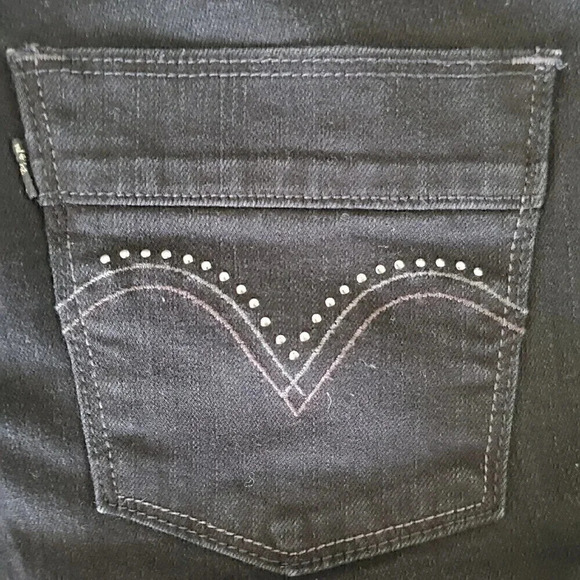 Women's LEVI'S 580 Boot Cut Black Denim Jeans SZ 20 M Plus Size Jewels Pockets - Picture 8 of 8